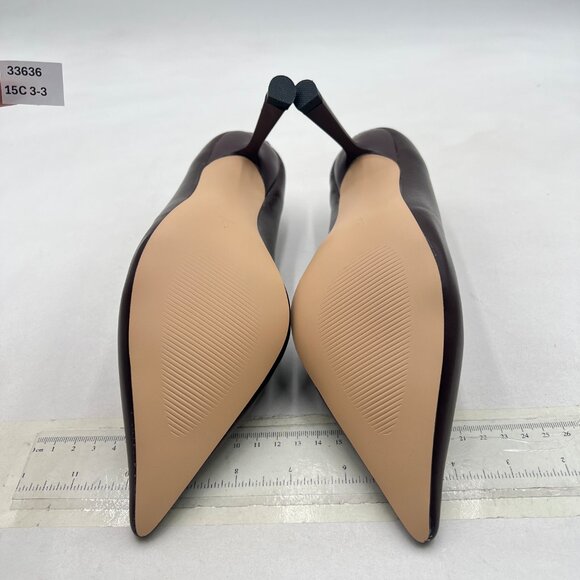 miss left Brown Classic V-Cut Pointed Toe Pumps Slip On High Heel Elegant Shoes - Picture 6 of 8